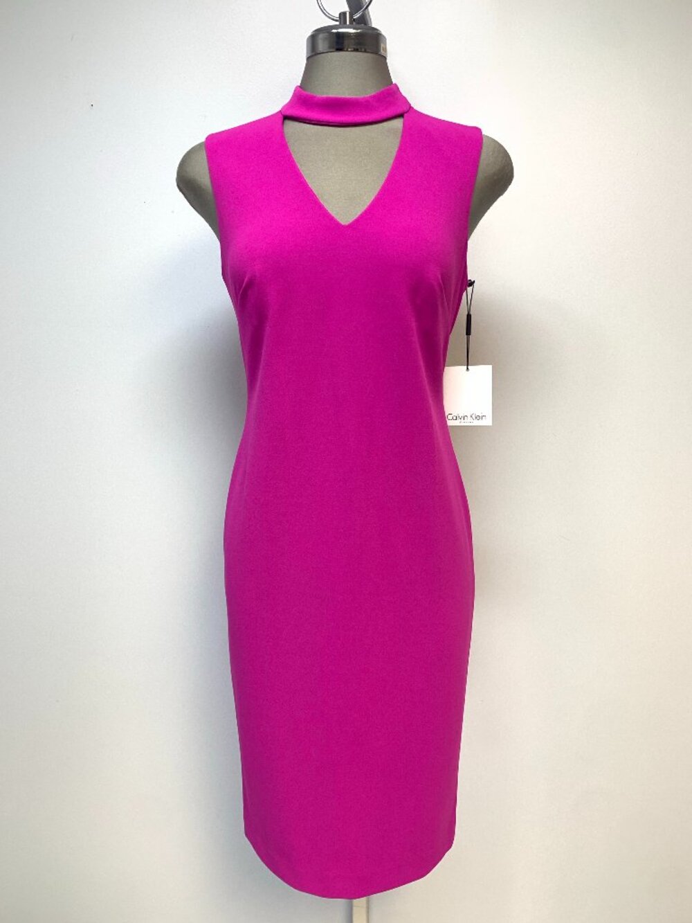 New Size 4 Calvin Klein Women's PINK Dress Sleeveless Chock Neck Sheath NWT